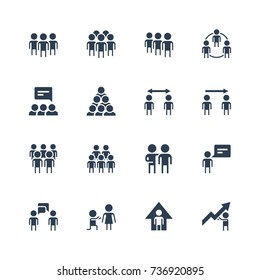 People and relations vector icon set in glyph style