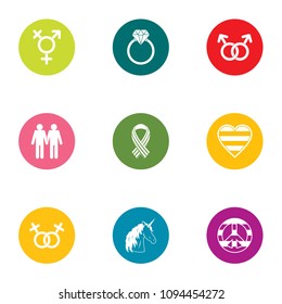 People relationship icons set. Flat set of 9 vector icons for web isolated on white background