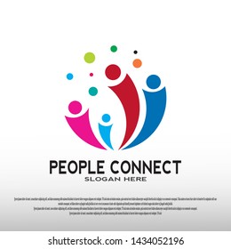 people relationship logo with abstract human concept. teamwork. group. family love. vector element illustration