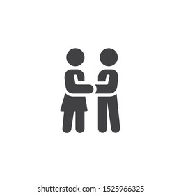 People relationship vector icon. filled flat sign for mobile concept and web design. Couple holds hands each other glyph icon. Symbol, logo illustration. Vector graphics