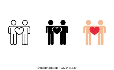 People relationship vector icon set. brotherhood filled flat sign for mobile concept and web design. Friends, vector illustration on white background