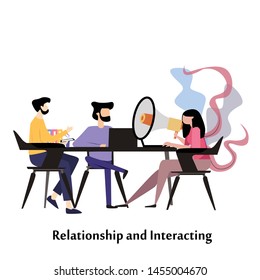 People Relationship, Working and Interacting Vector Template Design Illustration