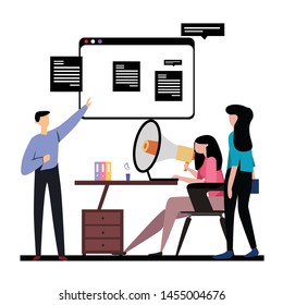People Relationship, Working and Interacting Vector Template Design Illustration