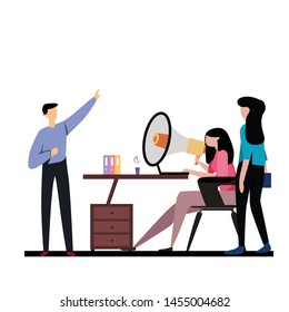 People Relationship, Working and Interacting Vector Template Design Illustration