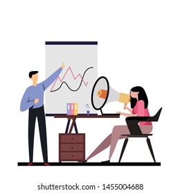 People Relationship, Working and Interacting Vector Template Design Illustration