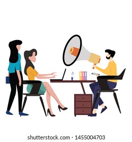 People Relationship, Working and Interacting Vector Template Design Illustration