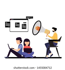 People Relationship, Working and Interacting Vector Template Design Illustration