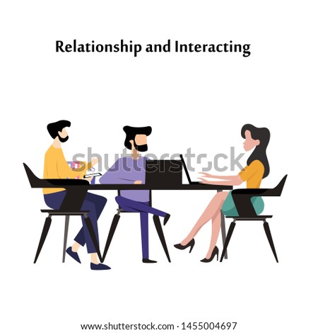 People Relationship, Working and Interacting Vector Template Design Illustration