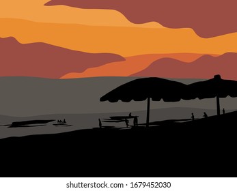 People relax time, Sunset on the beach.