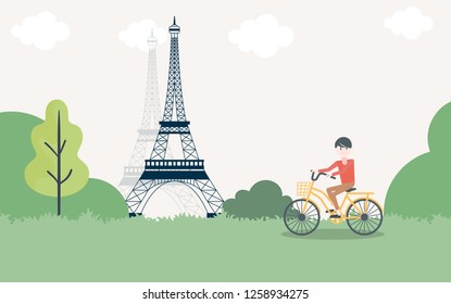 People relaxing in nature in a beautiful urban park, city skyline on the background