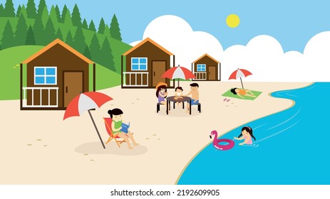 People relaxing on the beach