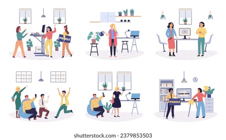 People relaxing vector illustration. Finding enjoyment in recreation is essential for personal well being Engaging in pleasurable pastimes brings sense leisure People find peace and comfort