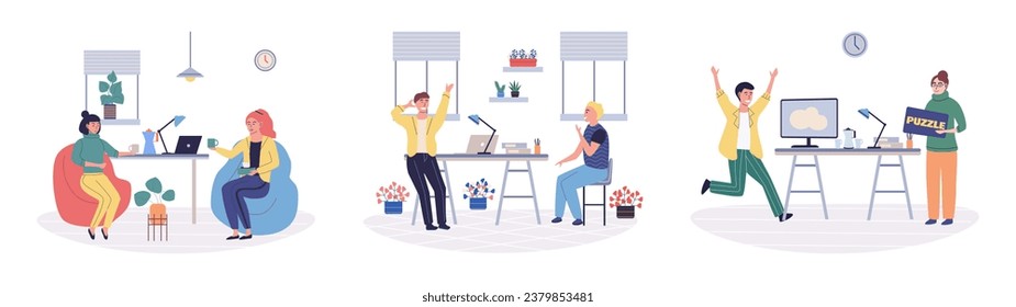 People relaxing vector illustration. Relaxation is key component enjoyable and carefree life Calmness and peace are essential for persons well being People seek comfort and relaxation in various ways