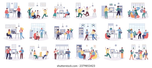 People relaxing vector illustration. Resting in peaceful environment brings comfort and tranquility The concept people relaxing metaphor emphasizes importance self care Calmness and peace
