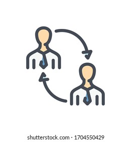 People Replacement color line icon. Assistance vector outline colorful sign.