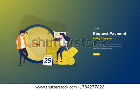 People request payment illustration concept, waiting for salary payment