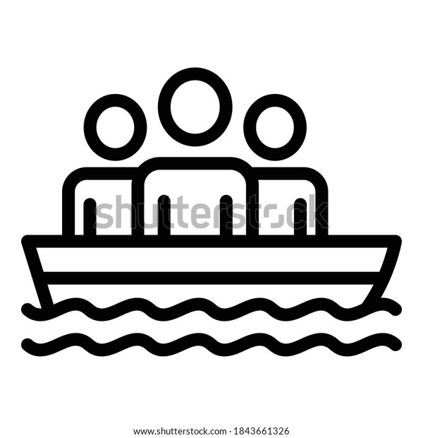 People in rescue\
boat icon. Outline people in rescue boat vector icon for web design\
isolated on white\
background