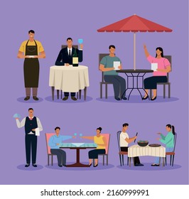 personajes de la escena en los restaurantes