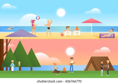 People are resting on the beach. People are resting on the forest