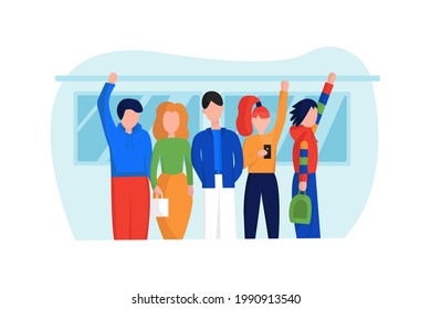 People ride the bus to work or about their business. Vector illustration