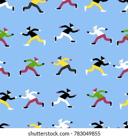 people ride on skates. seamless pattern