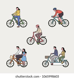 The people are riding bicycle. vector illustration flat design