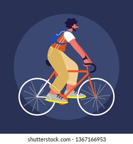 People Riding Bicycles Vector illustration style