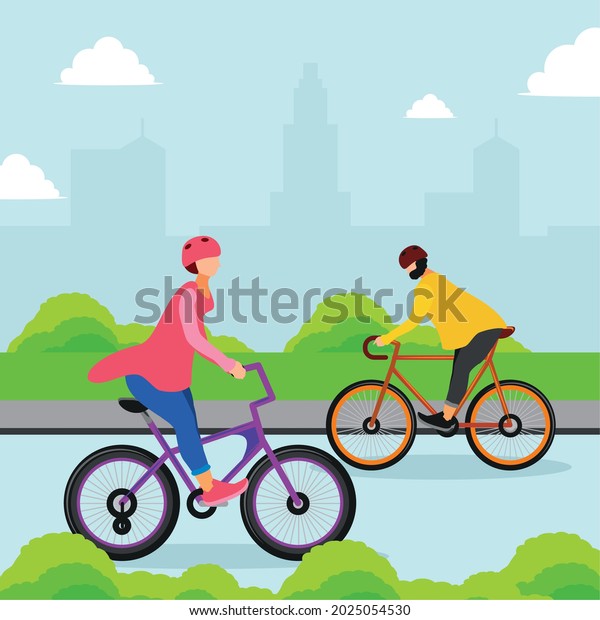 people riding bike, world\
car free day