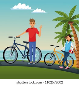 People riding bikes