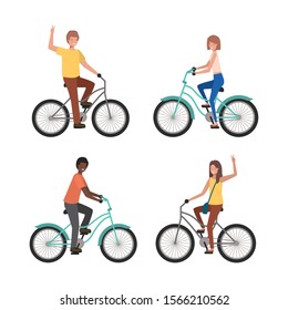 People riding bikes design, Vehicle bicycle cycle lifestyle sport and transportation theme Vector illustration