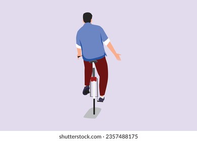 People riding bikes on city street concept. Colored flat vector illustration isolated. 