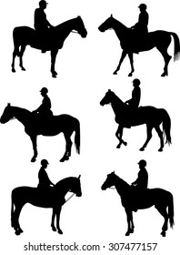 people riding horses collection - vector