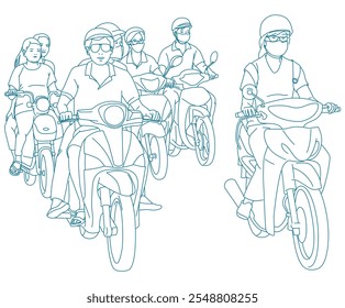 people are riding on motorcycles on street in Saigon, Vietnam