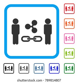 People Ripple Blockchain icon. Flat grey iconic symbol in a blue rounded frame. Black, gray, green, blue, red, orange color additional versions of People Ripple Blockchain vector.