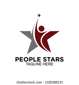 people rising star logo, clip art vector