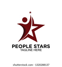 people rising star logo, clip art vector