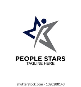 people rising star logo, clip art vector