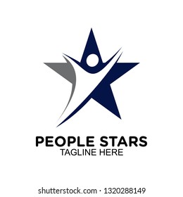 people rising star logo, clip art vector