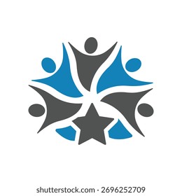 People rising star logo Vector Template