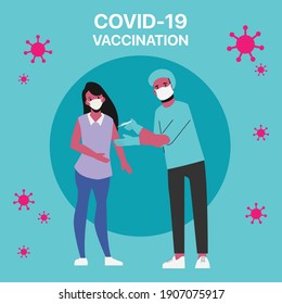 People At Risk Getting The COVID-19 Vaccine At Hospital.