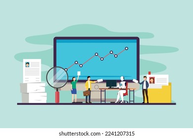 people and robot work together 2d vector illustration concept for banner, website, illustration, landing page, flyer, etc.