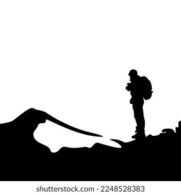 people rock climbing and hiking silhouette illustration