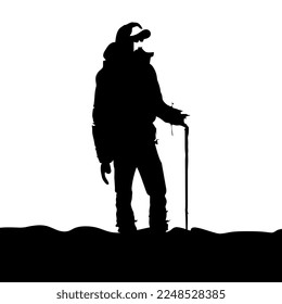 people rock climbing and hiking silhouette illustration