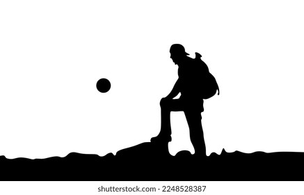 people rock climbing and hiking silhouette illustration