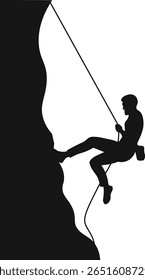Silhueta de escalada de rock de pessoas no fundo branco. Ilustração de vetor