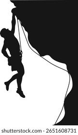 Silhueta de escalada de rock de pessoas no fundo branco. Ilustração de vetor