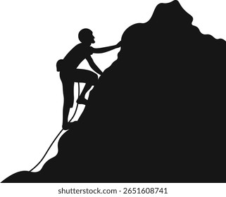 Silhueta de escalada de rock de pessoas no fundo branco. Ilustração de vetor