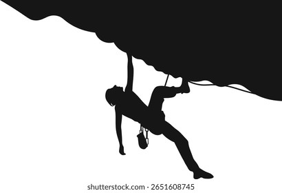 Silhueta de escalada de rock de pessoas no fundo branco. Ilustração de vetor