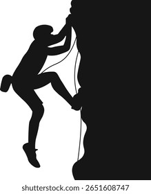 Silhueta de escalada de rock de pessoas no fundo branco. Ilustração de vetor