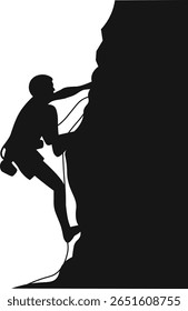Silhueta de escalada de rock de pessoas no fundo branco. Ilustração de vetor